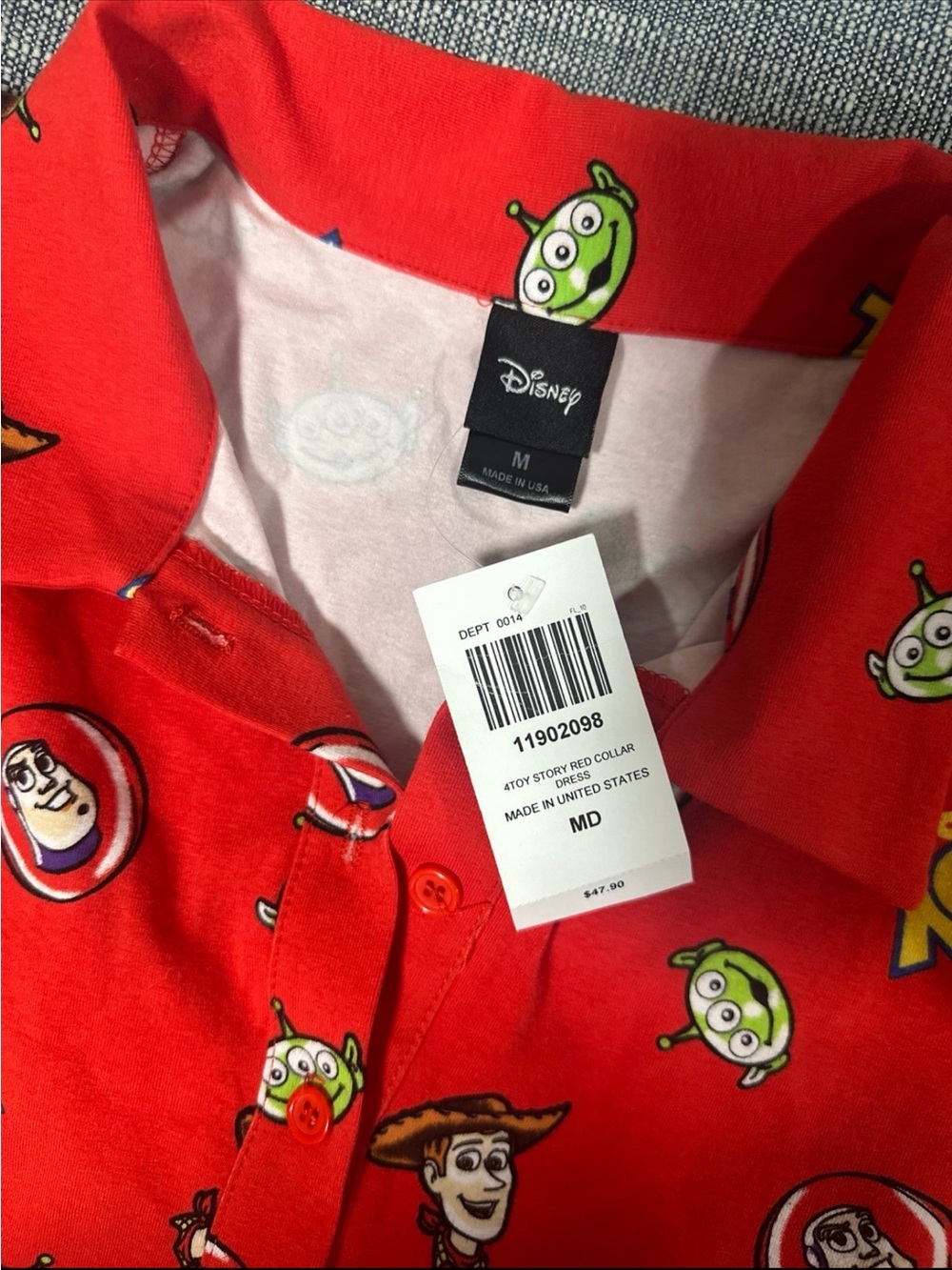 Red Toy Story Button-Up Skater Dress - Picture 2 of 3